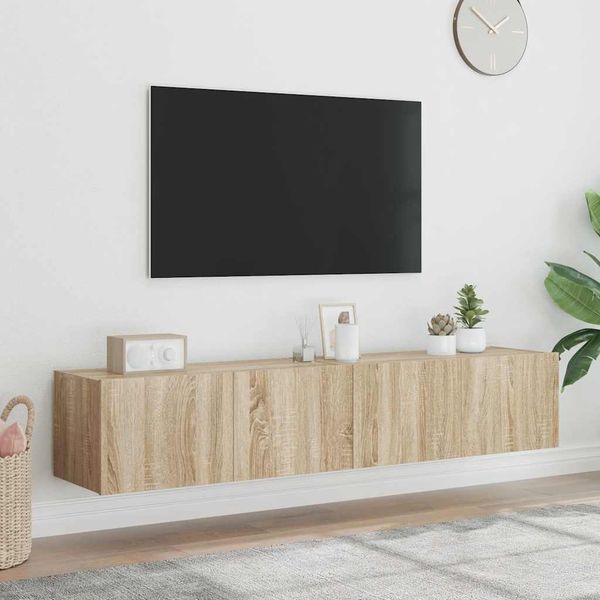 vidaXL TV nástenné skrinky s LED svetlami 2 ks dub sonoma 80x35x31 cm