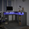 vidaXL Stôl s LED svetlami sivá sonoma 130x130x91 cm kompozitné drevo