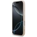 Puzdro Guess Case Magsafe PU Leather Case s trojuholníkovým logom a strieborným kovovým rámom fotoaparátu pre iPhone 17 ružové