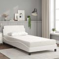 vidaXL Posteľ s matracom Dover biela 100x200 cm umelá koža