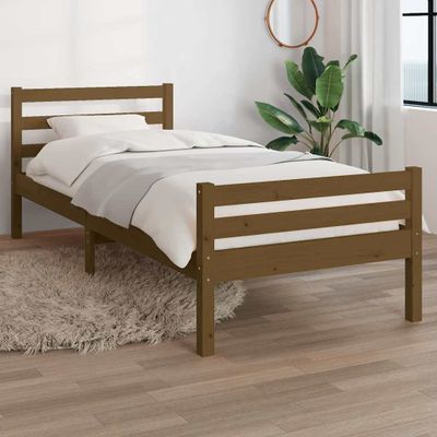 vidaXL Posteľný rám medový drevený masív 75x190cm malé jednolôžko
