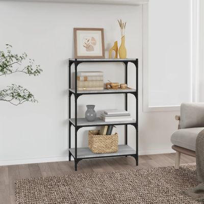 vidaXL Knižnica sivý dub sonoma 60x33x100 cm spracované drevo a oceľ