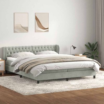 vidaXL Box Spring Posteľ s matracom Svetlosivá 180x220 cm Zamat