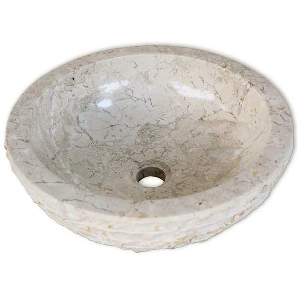 vidaXL Umývadlo, mramor 40 cm, krémové