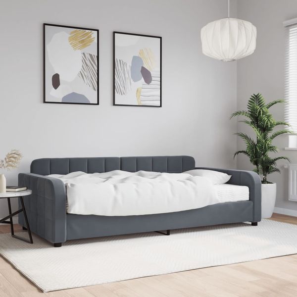 vidaXL Denná posteľ s matracom tmavosivá 100x200 cm zamat