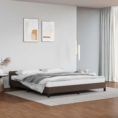 vidaXL Posteľný rám s čelom bez matraca hnedý 180x200 cm