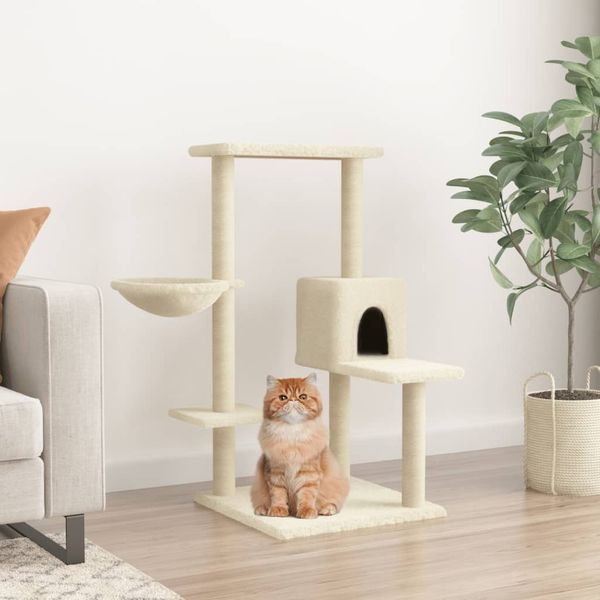 vidaXL Škrabadlo pre mačky so sisalovými stĺpikmi krémové 95 cm