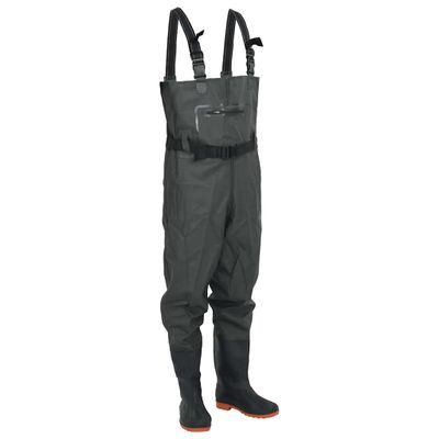 VidaXL hrudné brodiace topánky s čižmami opaskom tmavozelená veľkosť45