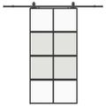 vidaXL Posuvné dvere s kovaním čierne 102,5x205 cm tvrdené sklo