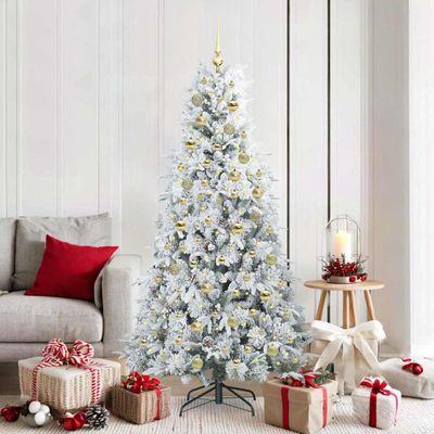 vidaXL Umelý Sklápací Vianočný Stromček Biela 180 cm PE a PVC