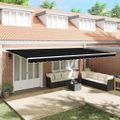 vidaXL Sklopná markíza Čierna 600 × 350 cm Tkanina a hliník