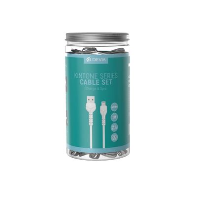 Kábel Devia Kintone V2 EC406 USB – Lightning 1,0 m 2,1A biely set 30 ks