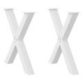 vidaXL Nohy k jedálenskému stolu v tvare X, 2 ks, biele, 70 x (72-73) cm, oceľové