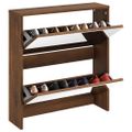 vidaXL Botník so zrkadlom 2-poschodový hnedý dub 63x17x67 cm