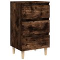 vidaXL Nočný stolík s nohami z masívneho dreva dymový dub 40x35x69 cm