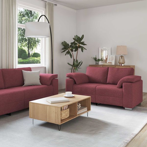 vidaXL Pohovka 3 pcs Vetrná červená 219 x 80 x 82 cm Ľanová zmes