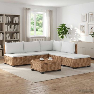 vidaXL 6 ks Ratanová lounge súprava s vankúšmi GENDT Prírodný ratan