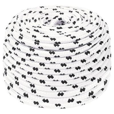 vidaXL Pletené lodné lano biele 6 mm x 25 m polyester