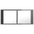 vidaXL LED kúpeľňová zrkadlová skrinka lesklá sivá 100x12x45 cm akryl