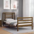 vidaXL Posteľný rám s čelom medovohnedý 90x200 cm masívne drevo