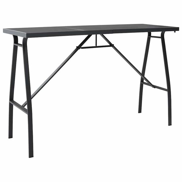 vidaXL Záhradný barový stôl, čierny 180x60x110 cm, tvrdené sklo