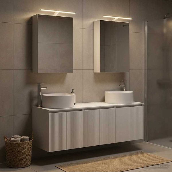 vidaXL Set kabinetov do kúpeľne 5 pcs Biela Kompozitné drevo