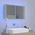 vidaXL LED kúpeľňová zrkadlová skrinka dub sonoma 80x12x45 cm akryl