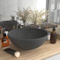 vidaXL Luxusné umývadlo, okrúhle, matné tmavosivé 32,5x14 cm, keramika