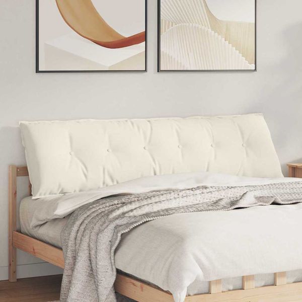 vidaXL Poduška na chrbát Krémová 180 x 50 cm Kordúrová tkanina