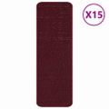 vidaXL Protišmykové schodové rohože 15 ks 60 x 25 cm Bordová PP