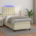 vidaXL Boxspring posteľ s matracom a LED krémová 100x200 cm umelá koža