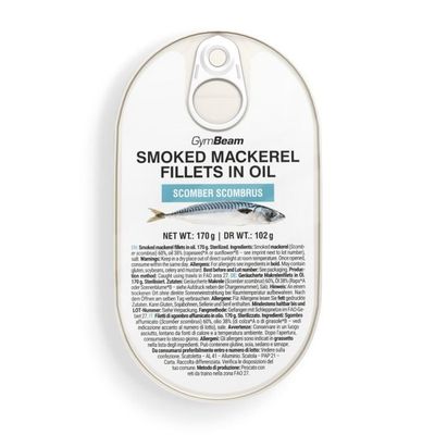 Filety z údenej makrely v oleji - GymBeam, 170 g