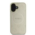 Guess puzdro na iPhone 16 6,1" GUHMP16SPSAPSMED zlaté tvrdé puzdro Saffiano Peony Classic Logo MagSafe