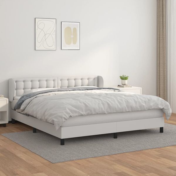vidaXL Boxspring posteľ s matracom biela 180x200 cm umelá koža