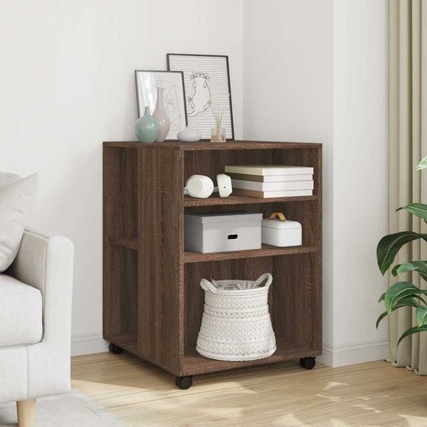 vidaXL Príručný stolík a kolieska hnedý dub 55x60x78 cm kompoz. drevo
