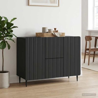 vidaXL Servírovacia skriňa Čierna 89 x 34,5 x 62 cm Kompozitné drevo