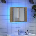 vidaXL LED kúpeľňová zrkadlová skrinka dub sonoma 60x12x45 cm akryl