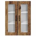 vidaXL Nástenný sklenený kabinet PORTO Staré drevo 60 x 31 x 80 cm