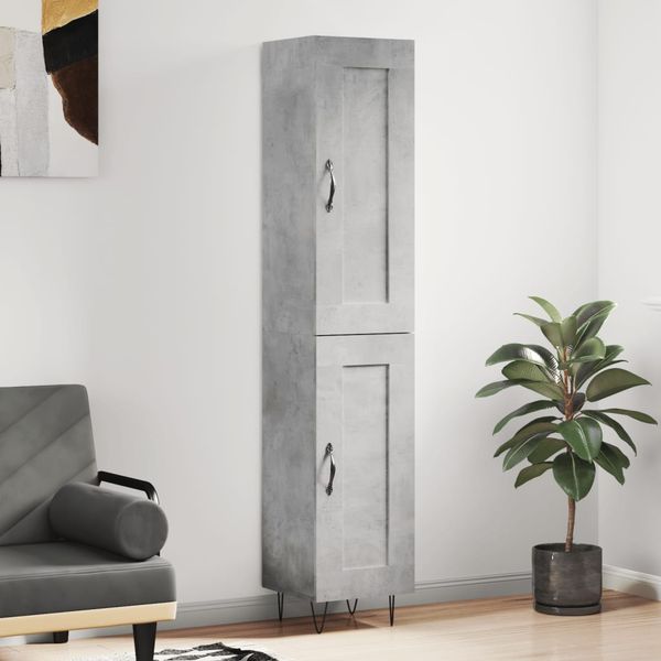 vidaXL Vysoká skrinka betónová sivá 34,5x34x180 cm spracované drevo