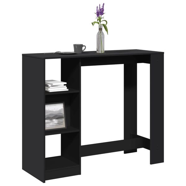 vidaXL Barový stôl s policami čierny 124x46x103,5 cm kompozitné drevo