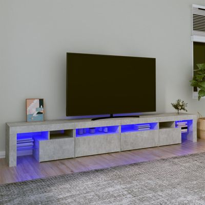 vidaXL TV skrinka s LED svetlami betónová sivá 260 x 36,5 x 40 cm