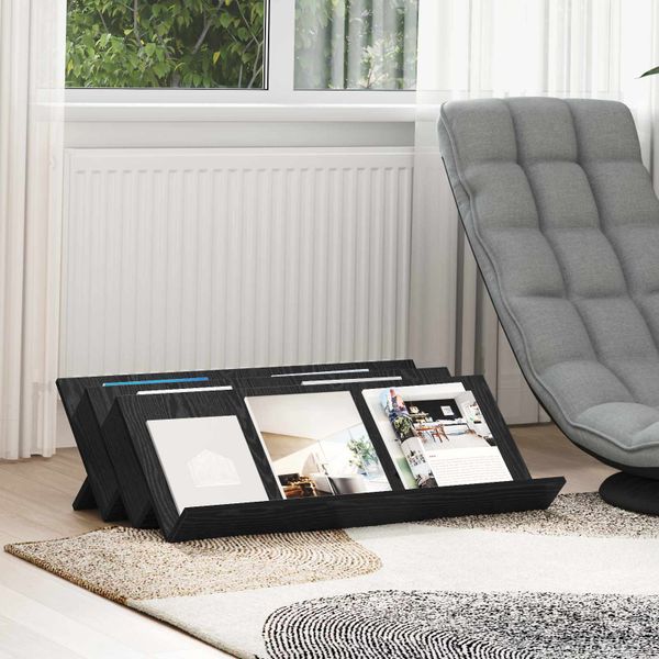 vidaXL Regál na časopisy Čierny dub 90 x 53 x 28,5 cm Kompozitné drevo