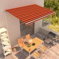 vidaXL Ručne zaťahovacia markíza oranžová a hnedá 450x300 cm
