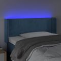 vidaXL Čelo postele s LED tmavomodré 83x16x78/88 cm zamat