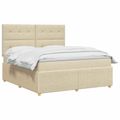 vidaXL Posteľ boxspring s matracom Krémová 140 x 190 cm Látka