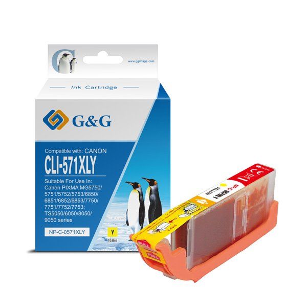 alt. kazeta G&G (CANON CLI-571XLY pre CANON PIXMA MG5700/MG5750/MG5751/ MG5752/MG5753/MG6800/MG6850 /MG6851 (12,2ml)Y)