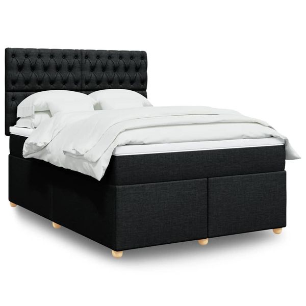vidaXL Posteľný rám boxspring s matracom čierny 160x200 cm látka