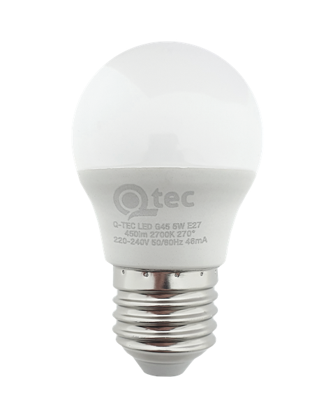LED žiarovka Qtec 5W G45 E27 2700K