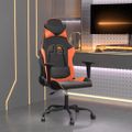 vidaXL Masážna herná stolička čierna a oranžová umelá koža