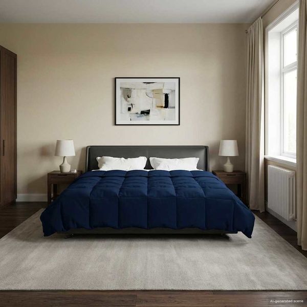 vidaXL Prikrývka na celý rok Tmavomodrá 200 x 220 cm Mikrovlákno